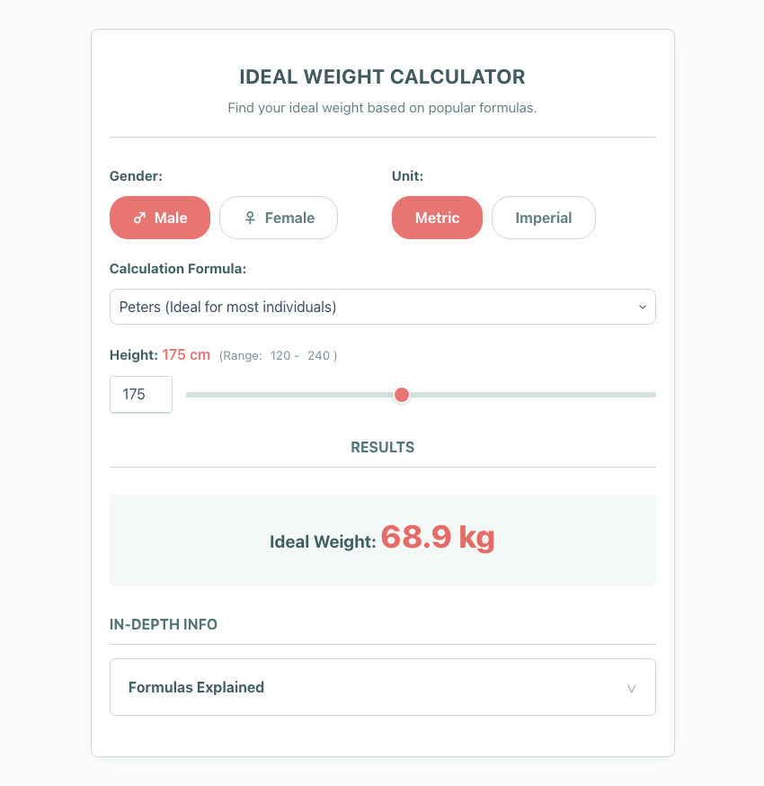 Ideal weight calculator