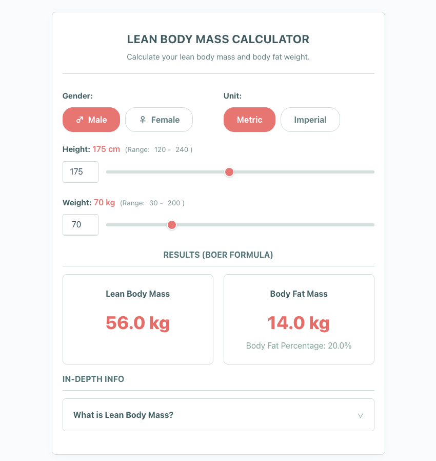 Lean body mass calculator