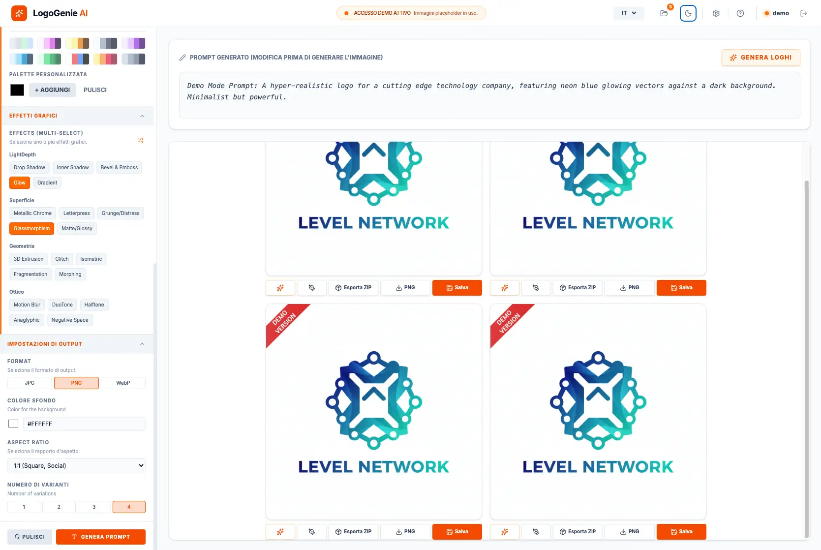 Logo Genie AI Demo Light Theme